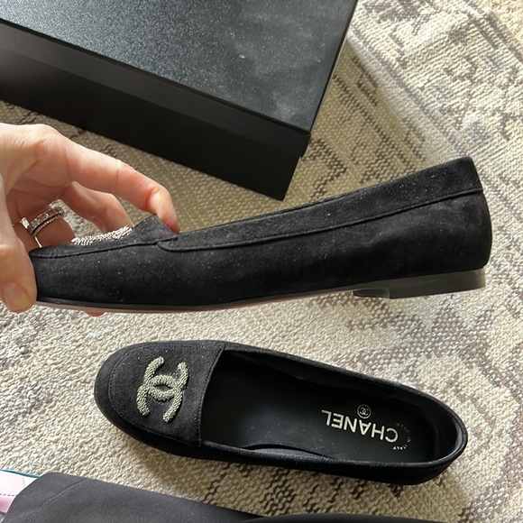 CHANEL black woven chain double Cs loafers - Picture 10 of 15